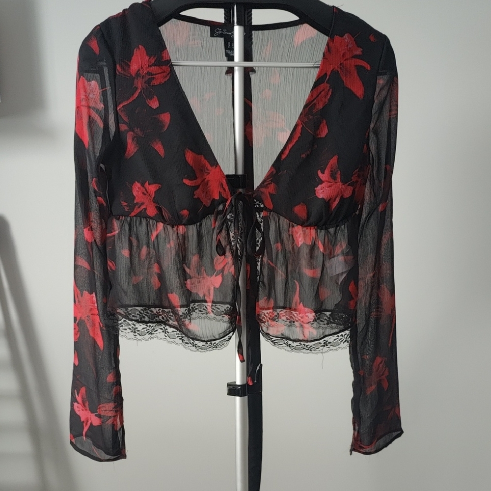 Streetwear Society Black Top with Red Trim